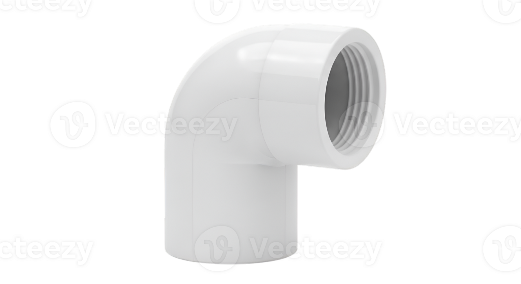 White Pvc Pipe Elbow Fitting at Ninety Degrees Isolated png