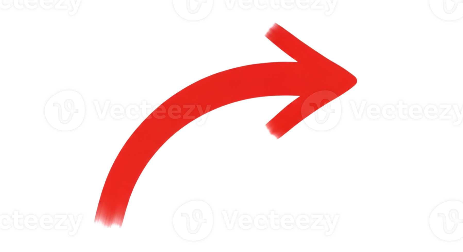 Vibrant Red Arrow Curving Dynamically Towards Right on Transparent Background png