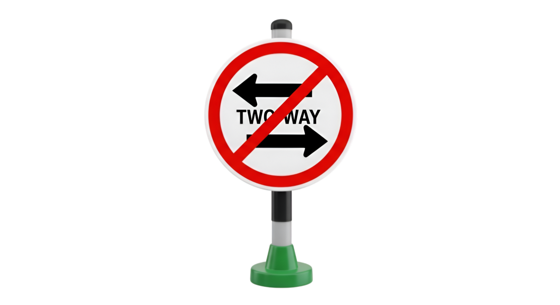 Traffic Prohibition Sign on Pole with Two-way Street Direction png