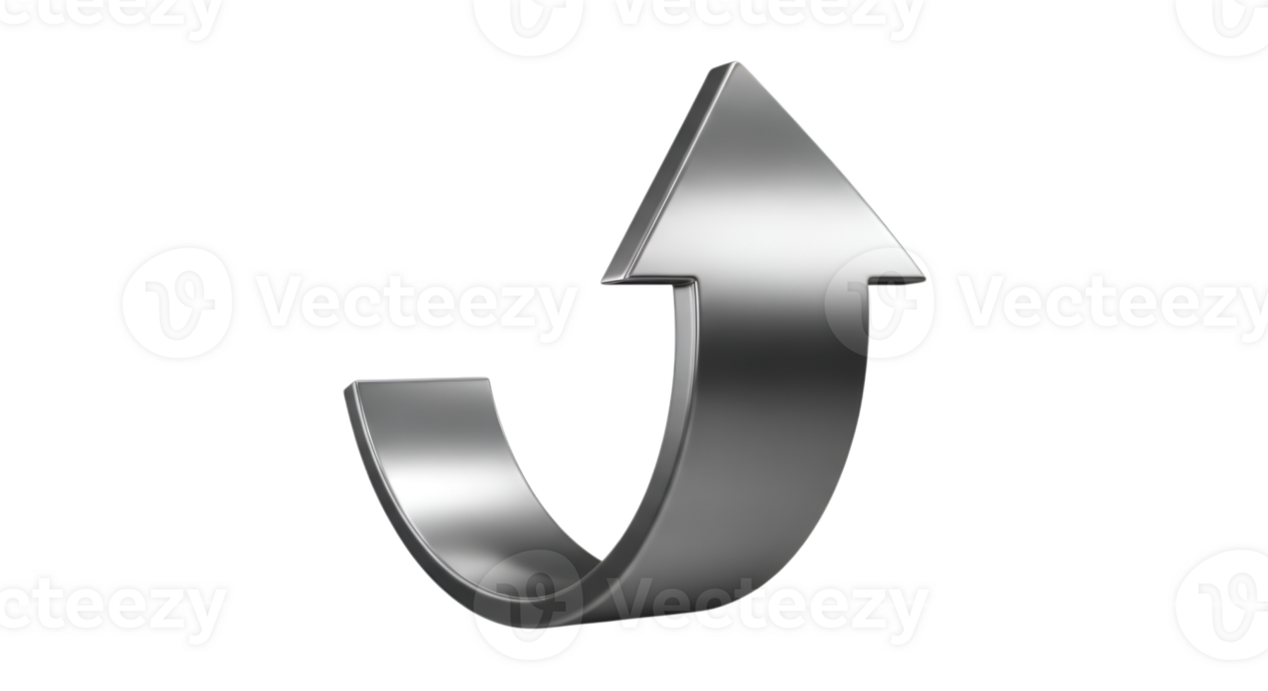 Metallic Upward Curve Arrow on a Transparent Background png