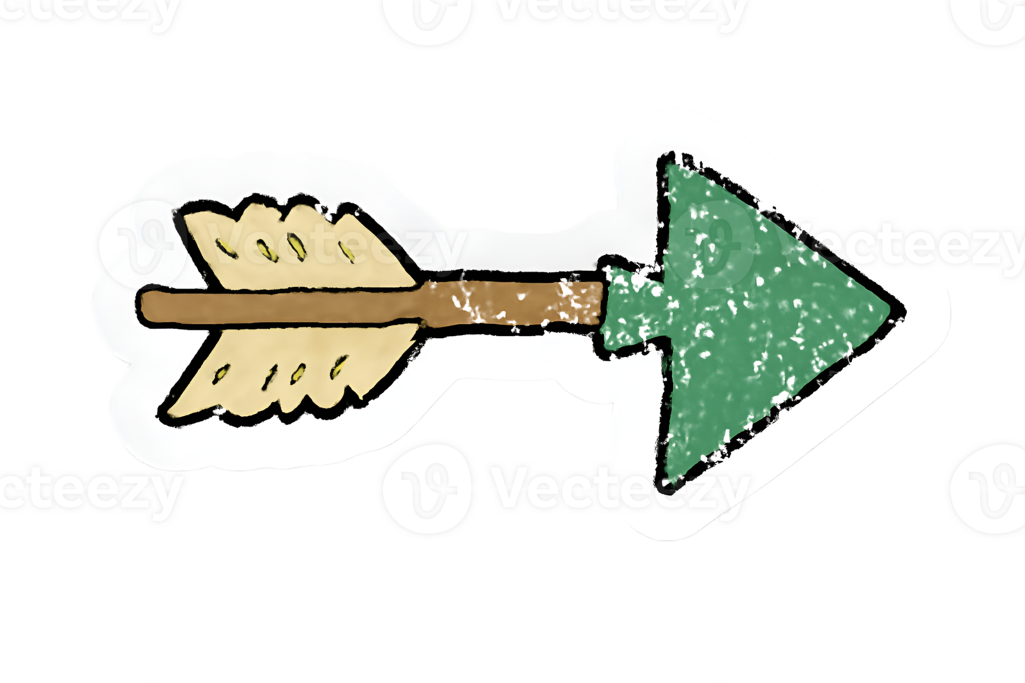 Isolated green arrow illustration with artistic texture png