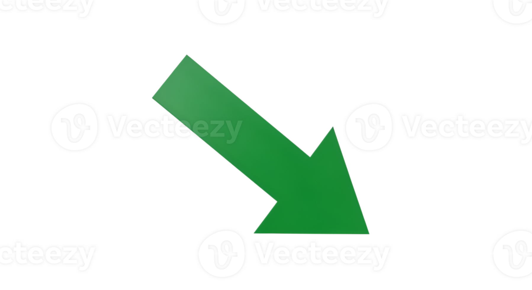 Green Gradient Arrow Pointing to The Bottom Right on Transparent png