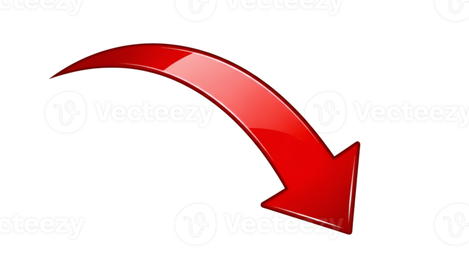 Glossy Red Down Arrow on Transparent Background png