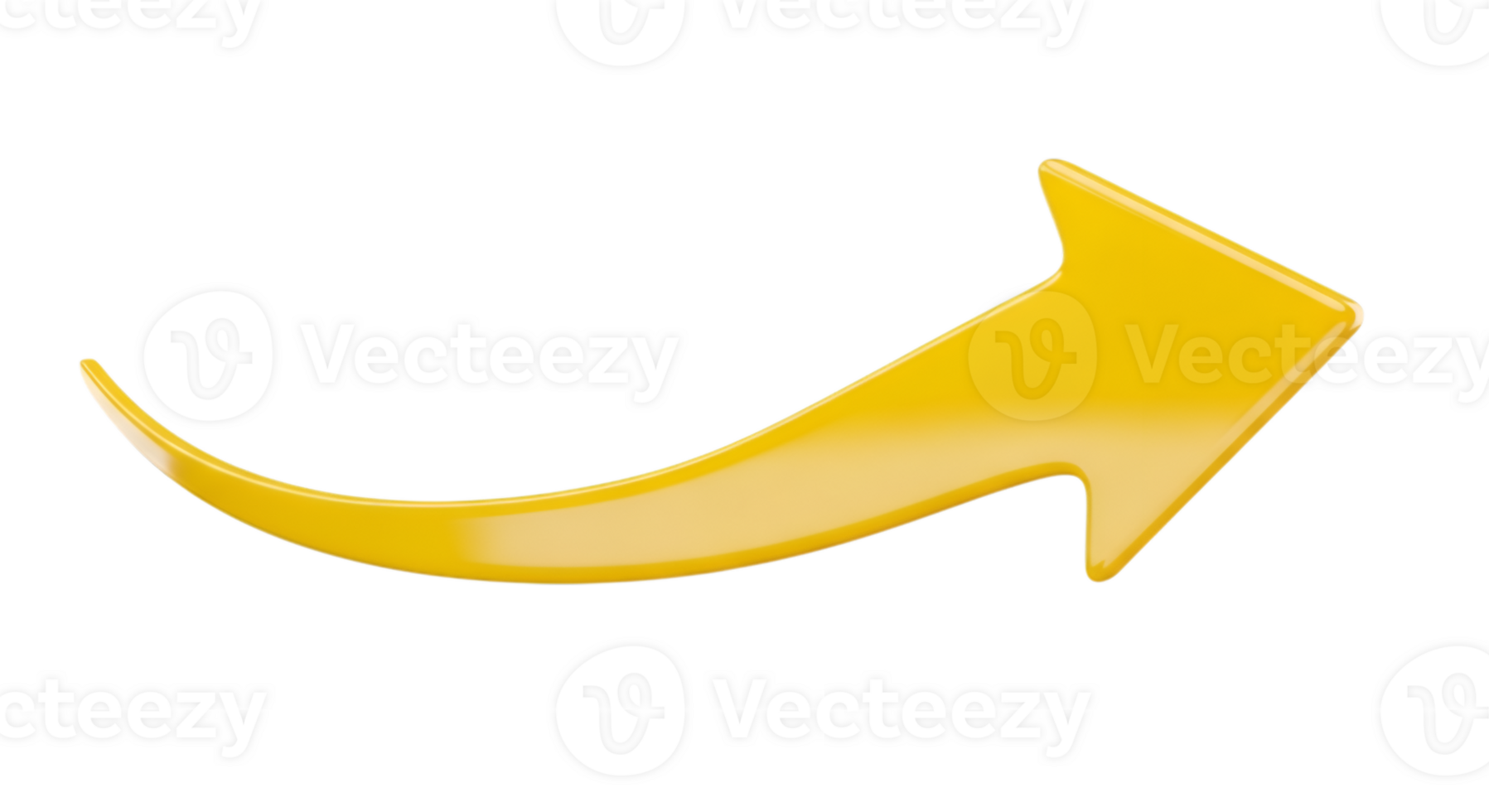 Glossy Yellow Arrow Pointing Right on Transparent Background png