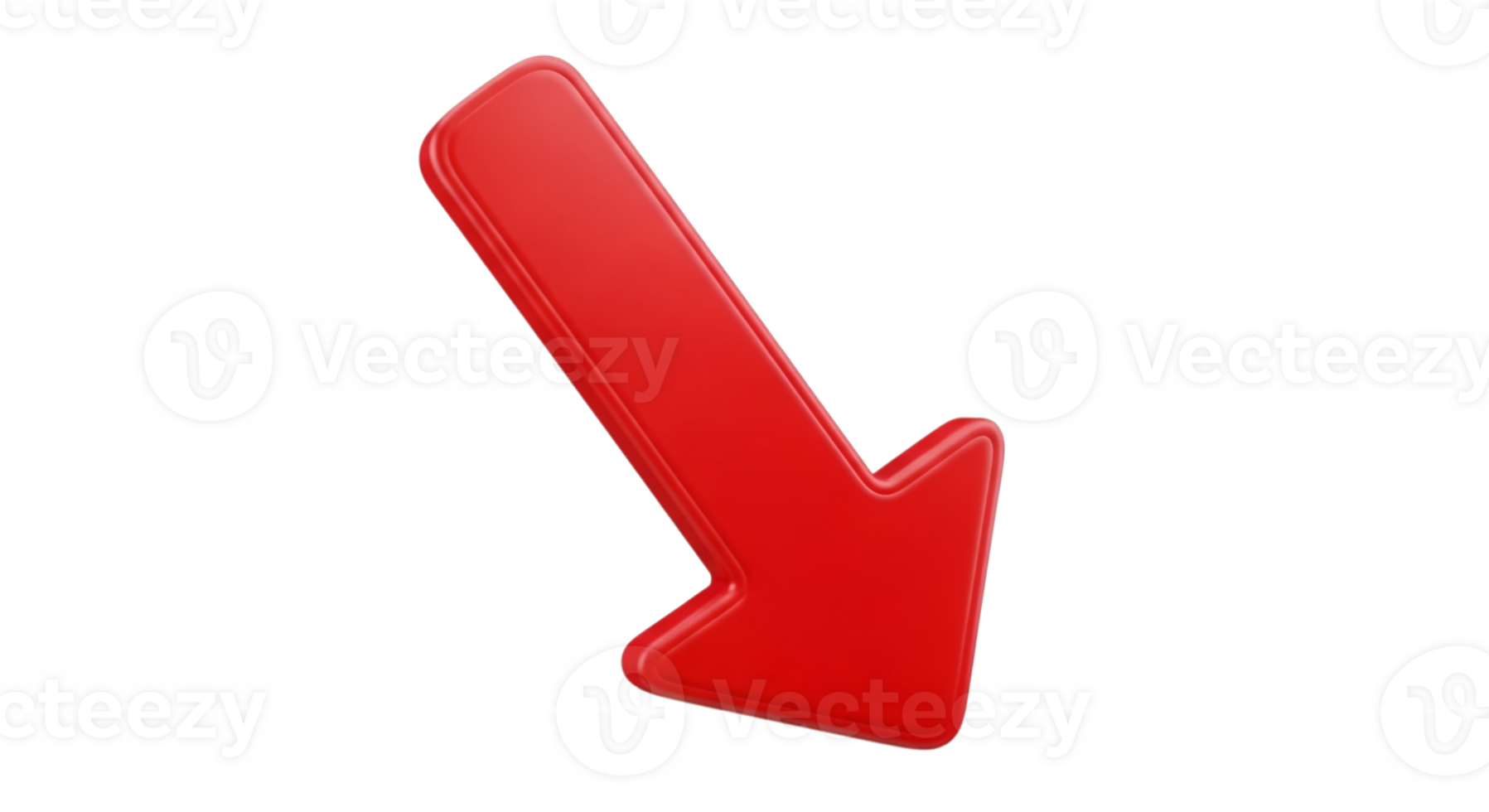 Glossy Red Arrow Pointing Downwards on Transparent png