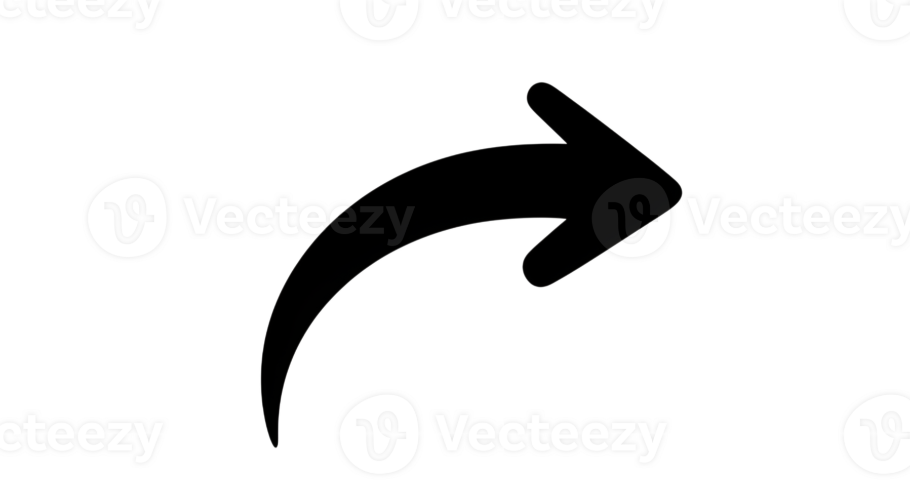 Curving Arrow Points Right for Modern Navigation Icon on Transparent Canvas png