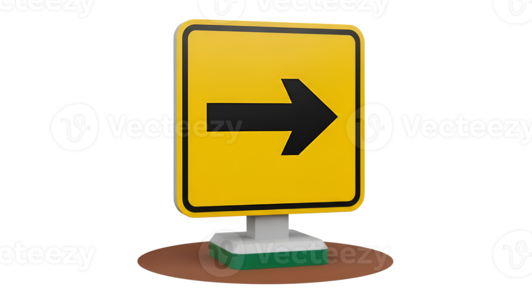 Bright Yellow Directional Arrow Sign Pointing Right on Transparent Background png