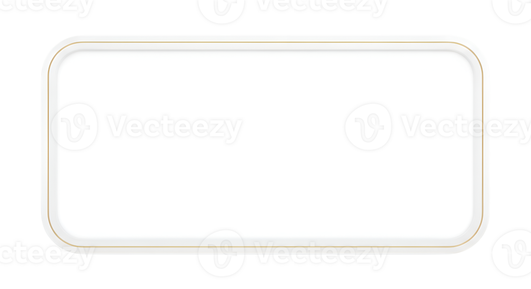 White Rounded Rectangle Frame with Gold Border on Transparent Backdrop png