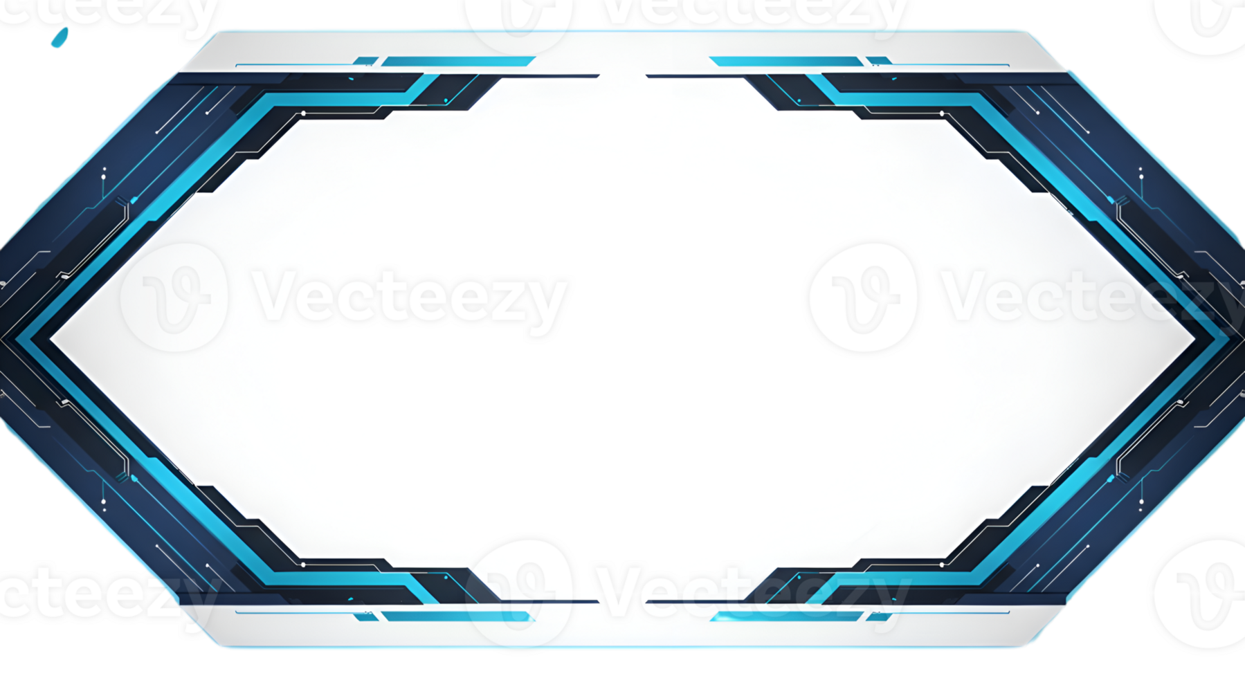 Tech Frame with Blue Geometric Border Transparent Center Overlay Template png