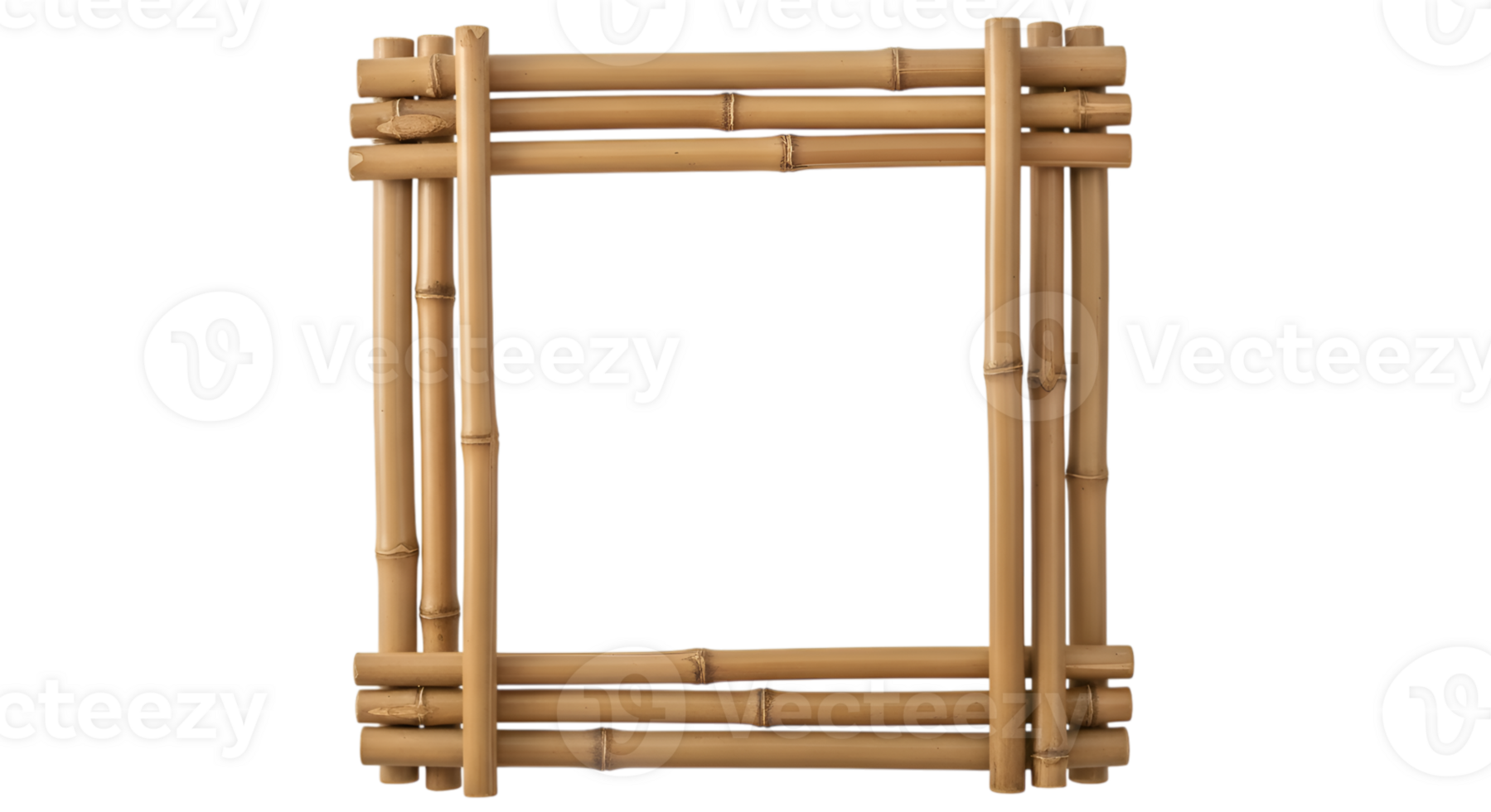 Handmade Bamboo Frame on Transparent Background png