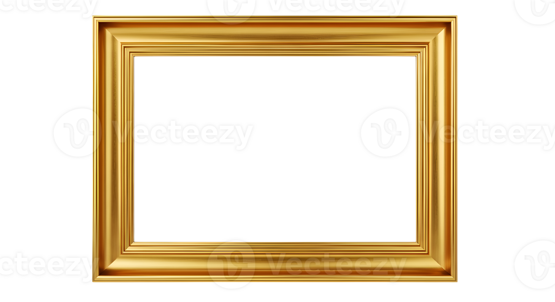 Golden Rectangular Frame for Portraits with Transparent Backdrop png