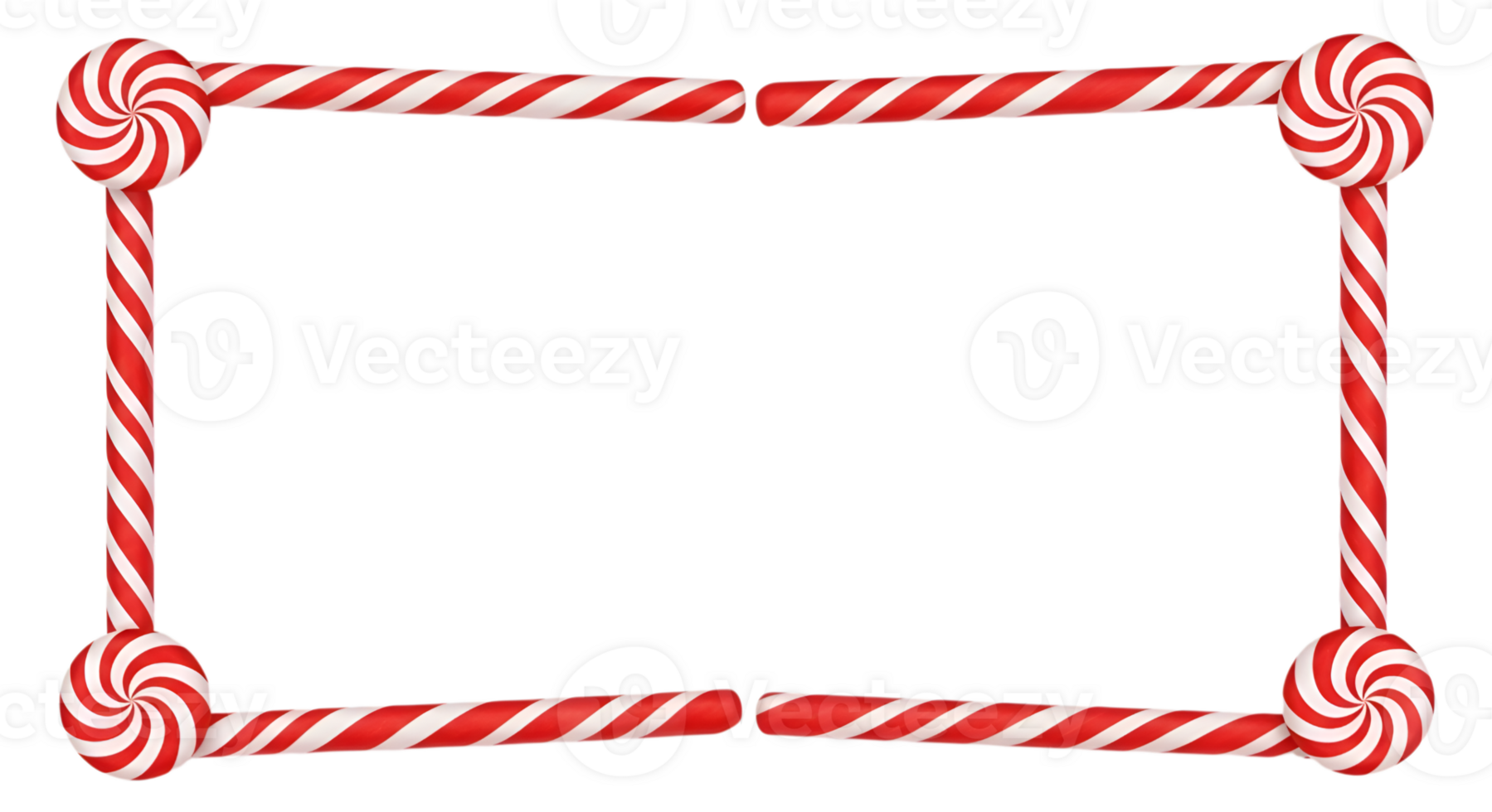 Festive Candy Cane Border with Lollipop Accents for Holiday Design png