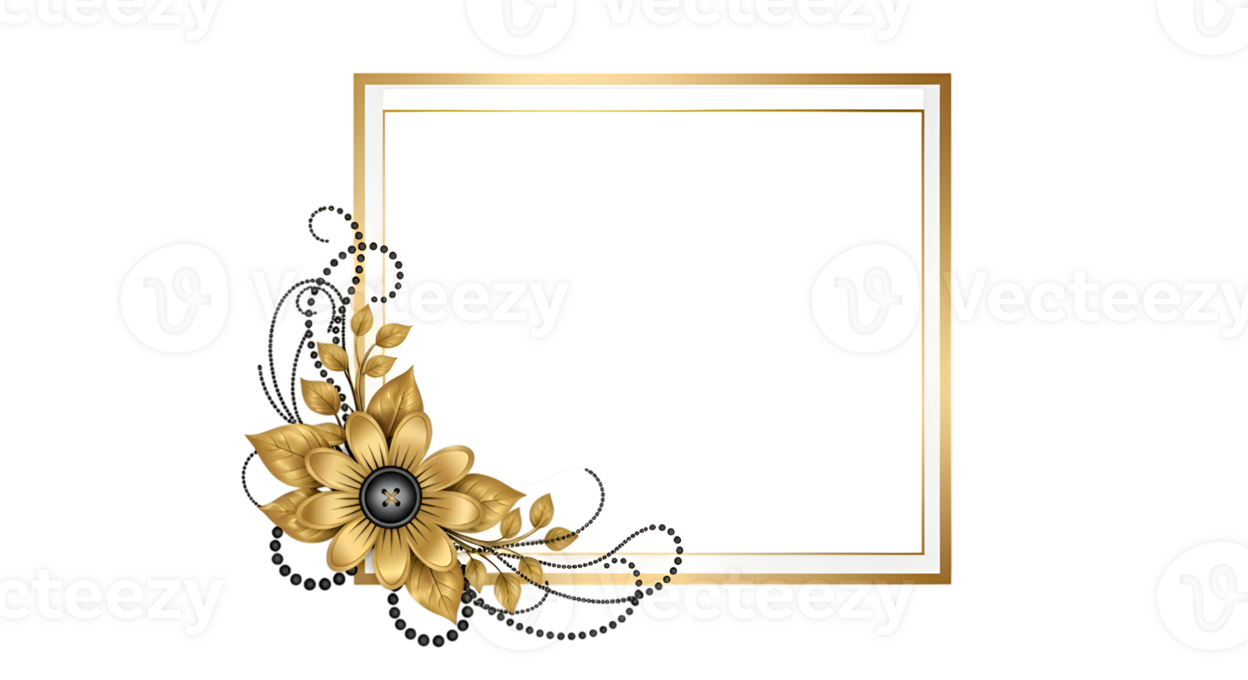 Elegant golden sunflower frame on transparent backdrop png