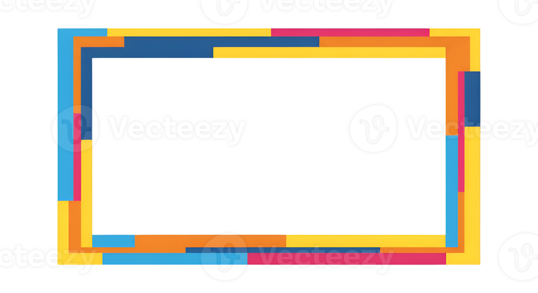 Colorful Geometric Rectangle Frame Border on Transparent Backdrop png