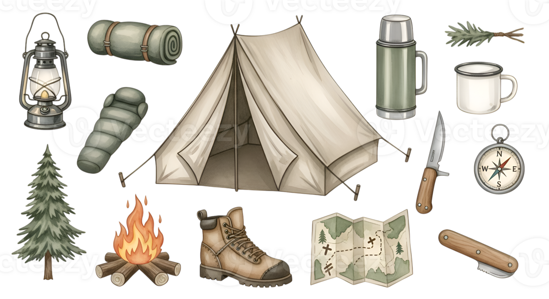Camping Gear Featuring Tent Fire And Boot on Transparent png