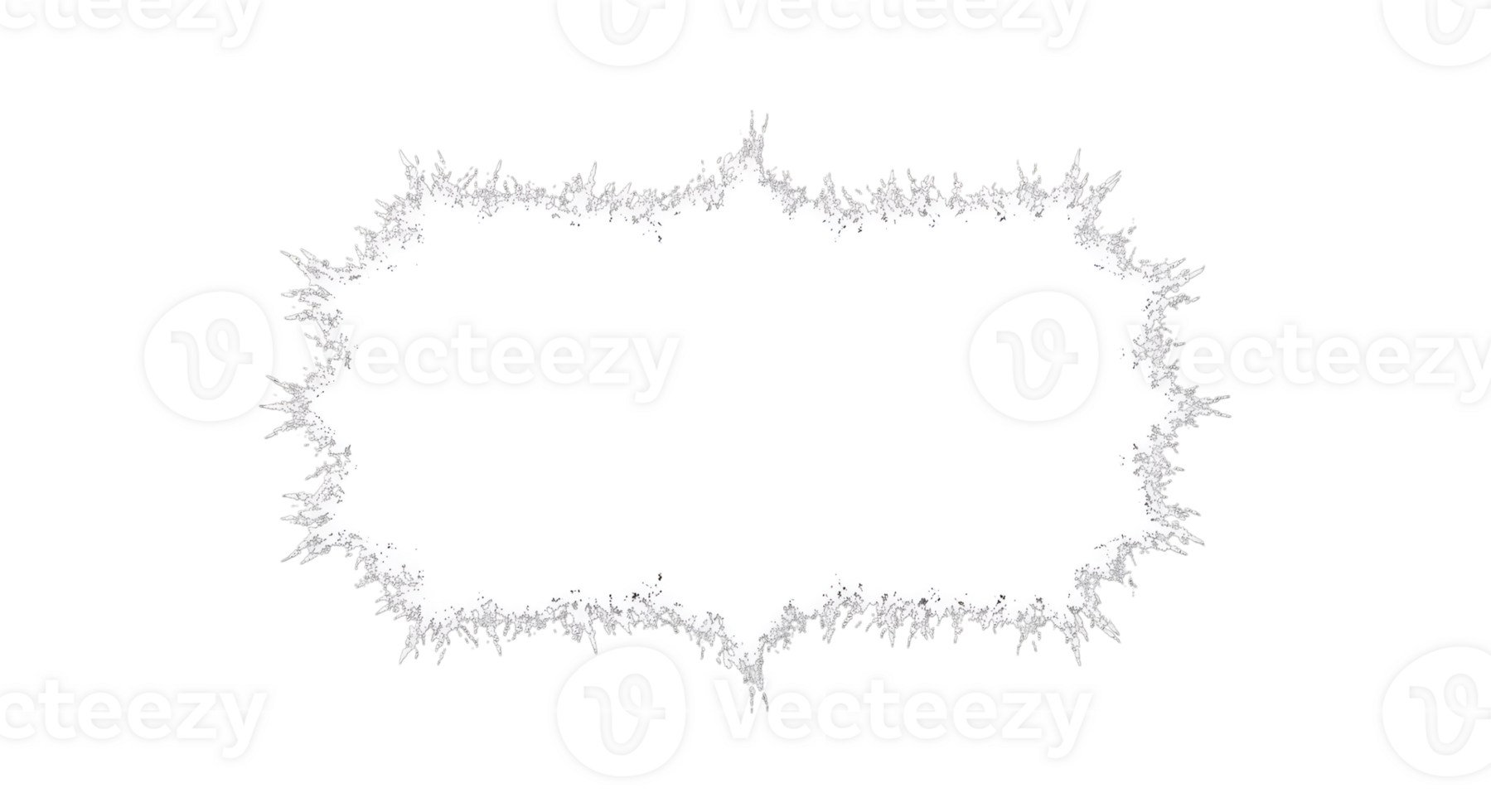 Abstract White Fractal Edges Blob on Transparent Background png