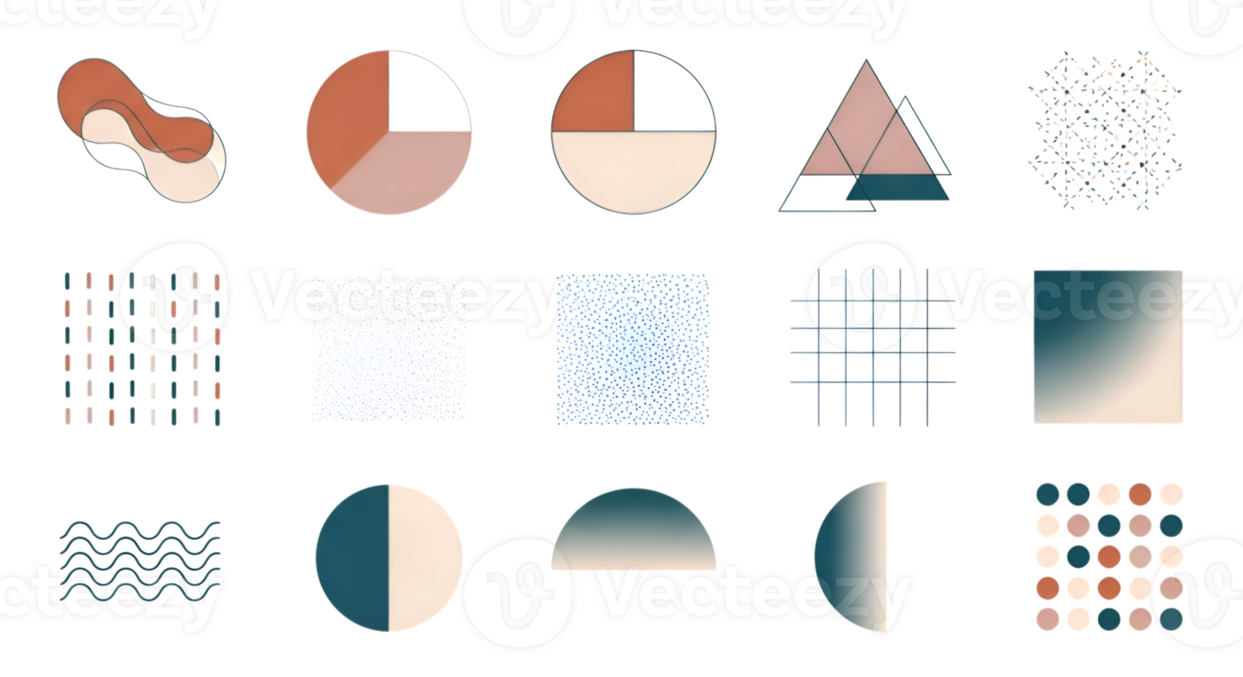 Abstract Geometric Shapes Collection on Transparent Background png
