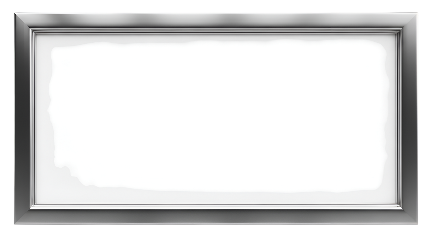 Silver Metallic Frame With Blank White Canvas png