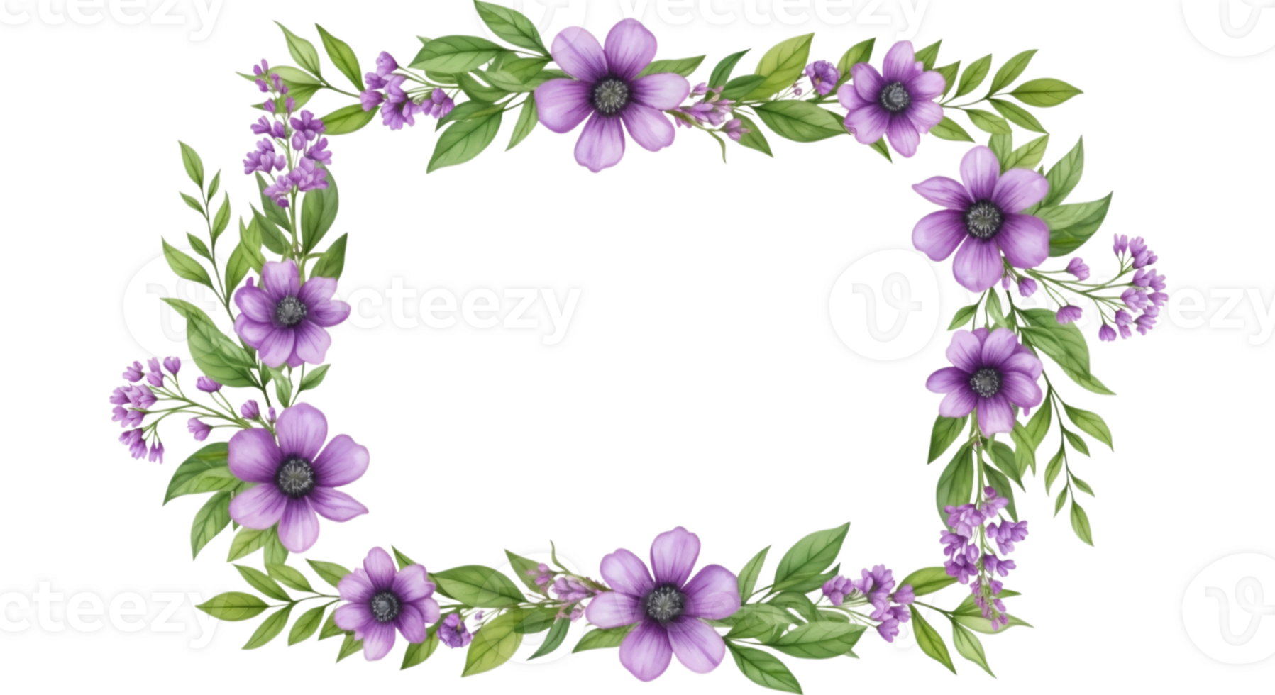 Purple Watercolor Floral Frame png