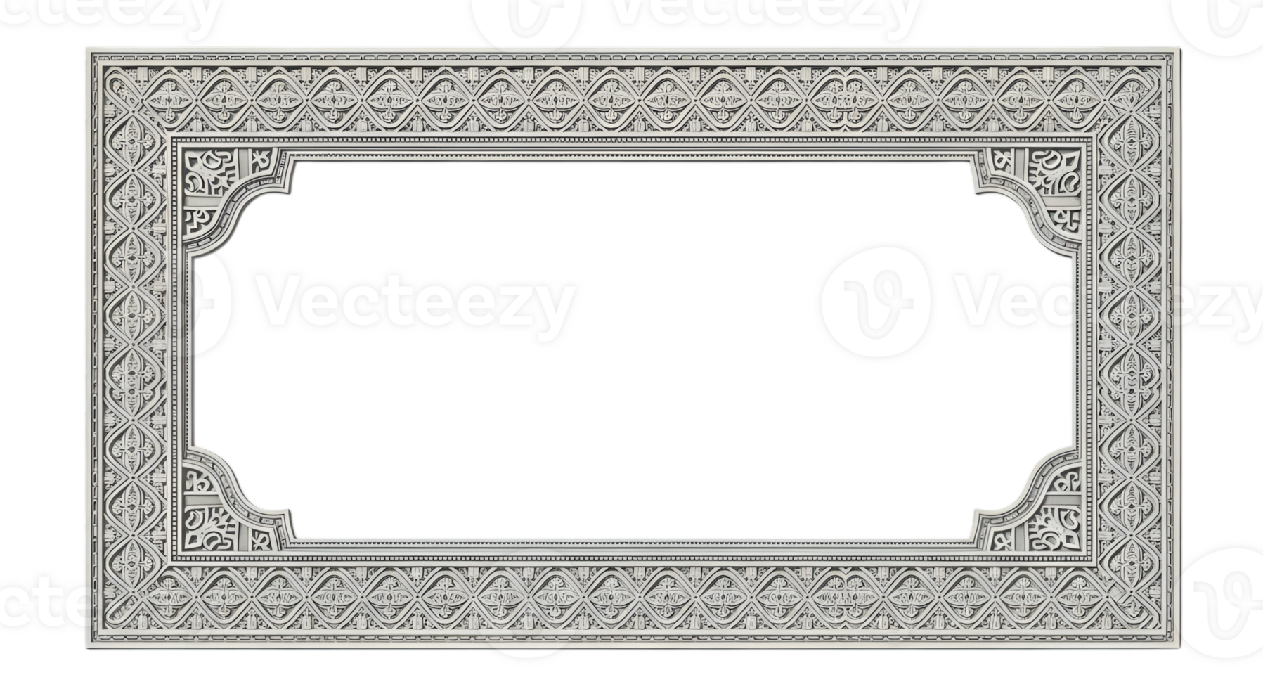 Ornate Silver Frame With Detailed Border png