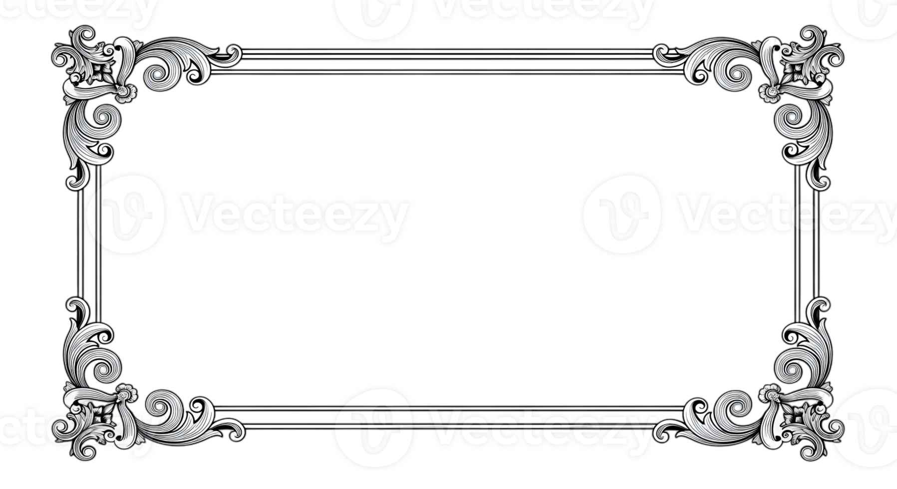 Elegant Black And White Ornate Frame png