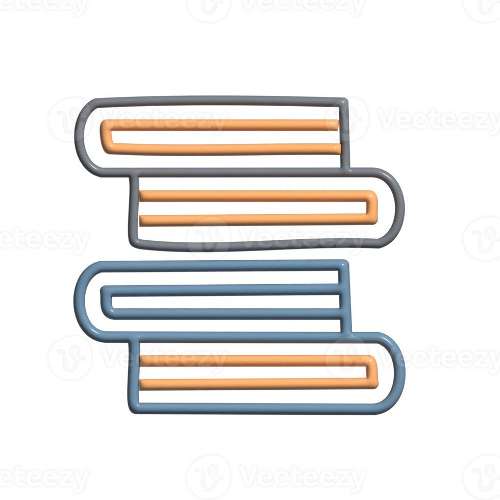 Cute 3D Books Stack Academic Cartoon Illustration for School and Library png