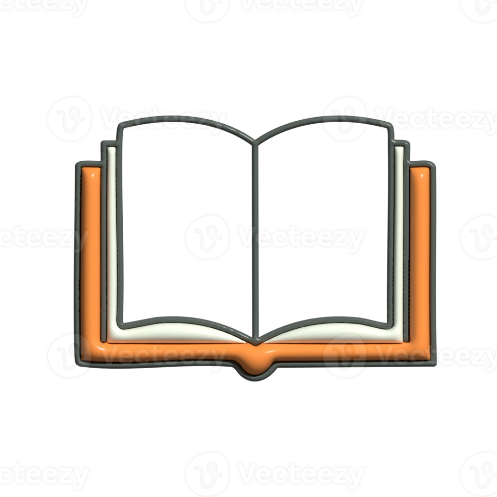 3D Cartoon Open Book Icon Cute and Educational Reading Concept png