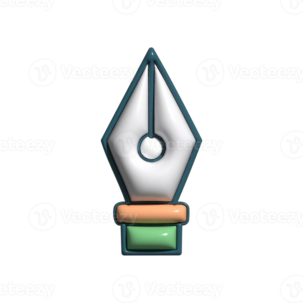 3D Cartoon Fountain Pen Icon Elegant and Classic Writing Tool png