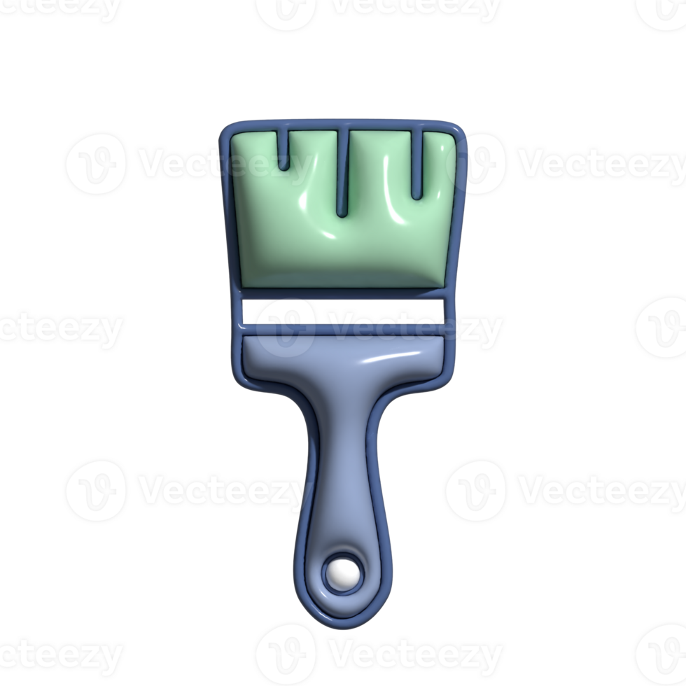 Cute 3D Paint Brush Creative Drawing Tool in Colorful Design png