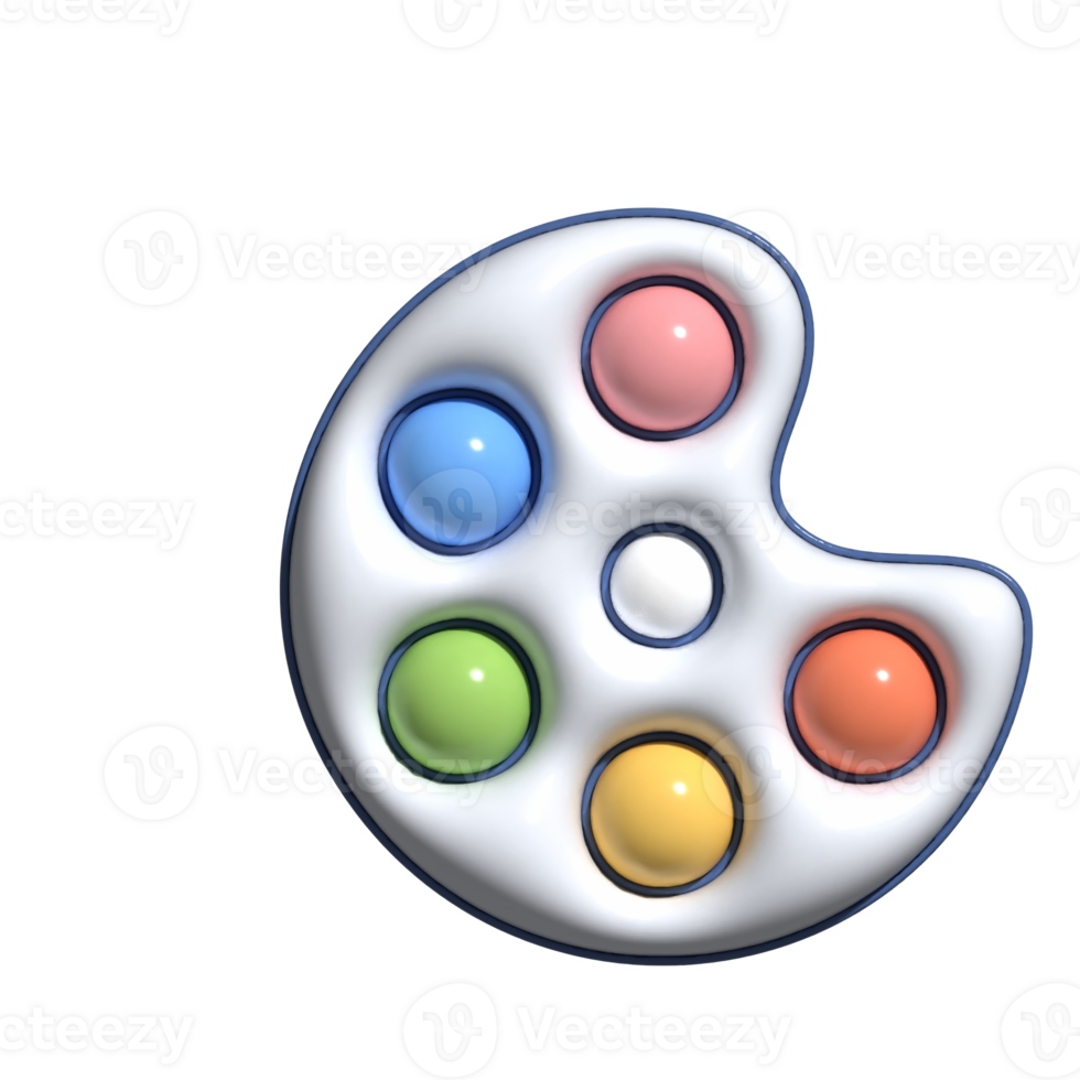 Artist Palette 3D Icon Fun and Colorful Cartoon Style Design png