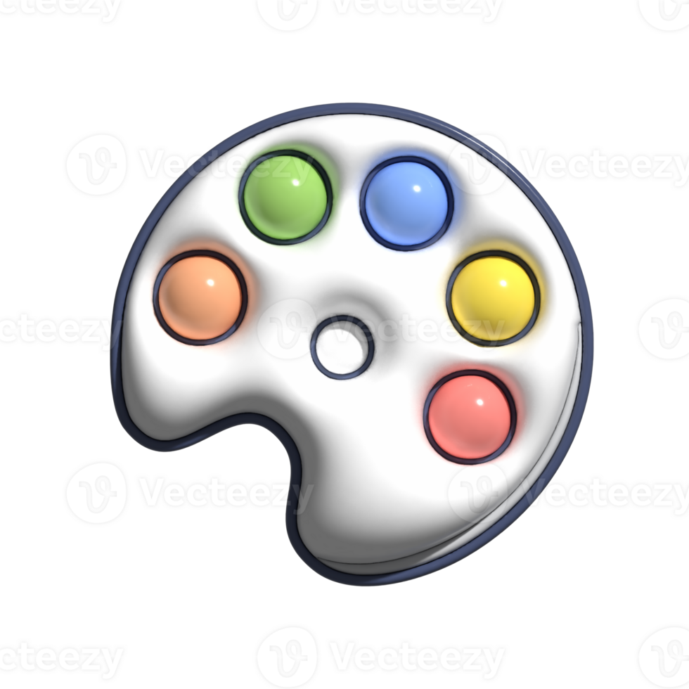 3D Cartoon Color Palette Icon Cute and Artistic Painting Tool png