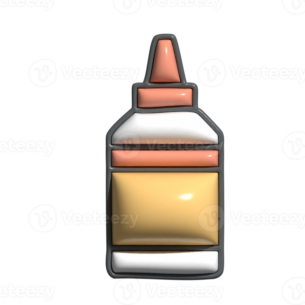 Glue Bottle 3D Icon Cartoon Style School and Art Tool png