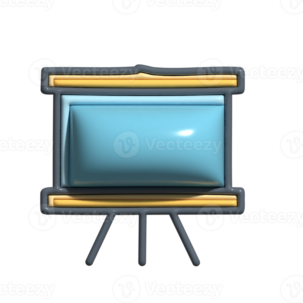 Cute 3D Whiteboard Cartoon Style Educational Presentation Board png