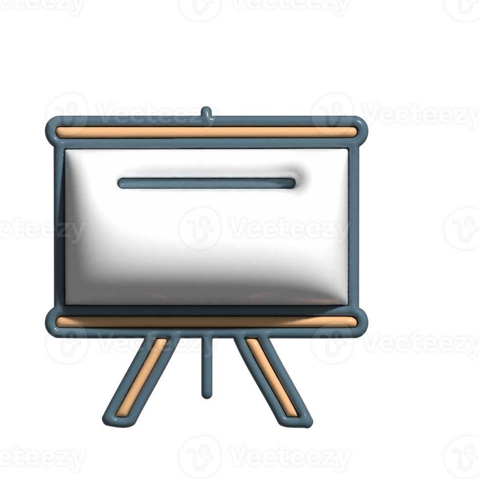 3D Cartoon Whiteboard Icon Classroom and Office Writing Tool png