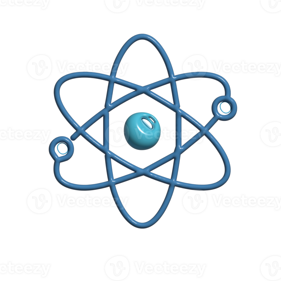 Cute 3D Atom Scientific Structure for Physics and Chemistry png