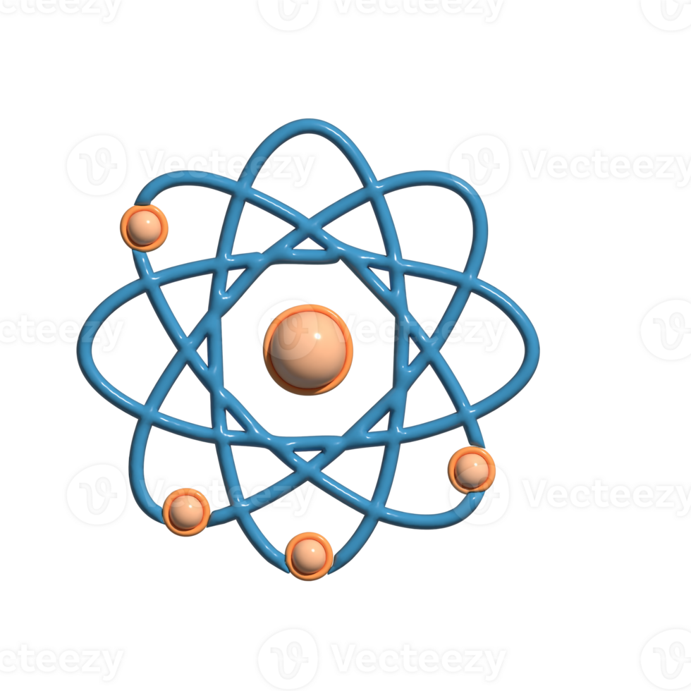 Atom Model 3D Icon Fun and Educational Cartoon Style Illustration png