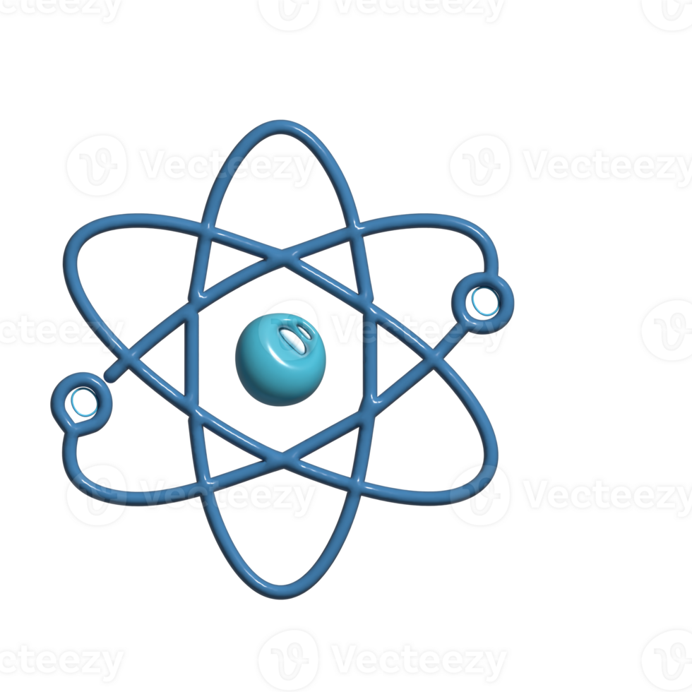 3D Cartoon Atom Icon Cute and Colorful Science Symbol png