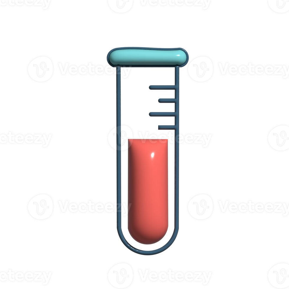 Cute 3D Test Tube Laboratory Glassware for Science Illustration png