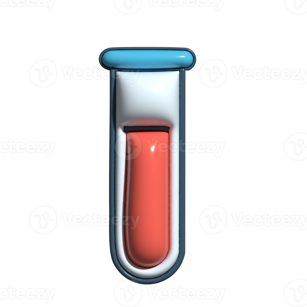 Test Tube 3D Icon Fun and Colorful Cartoon Style Chemistry Tool png