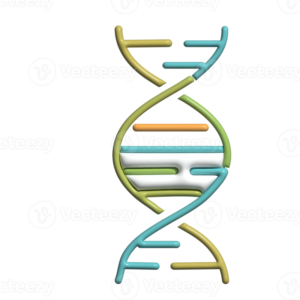 DNA Helix 3D Icon Cartoon Style Science and Biology Symbol png