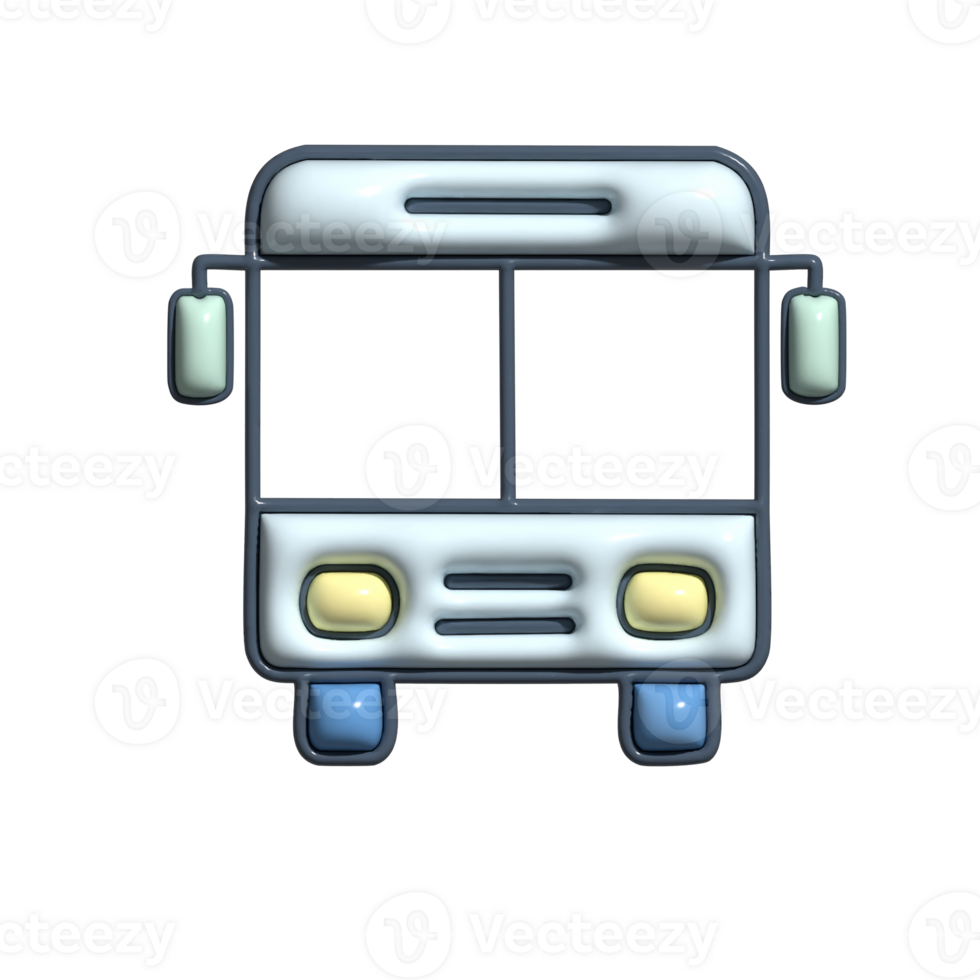 Urban Bus 3D Icon Fun and Friendly Cartoon Style Vehicle png
