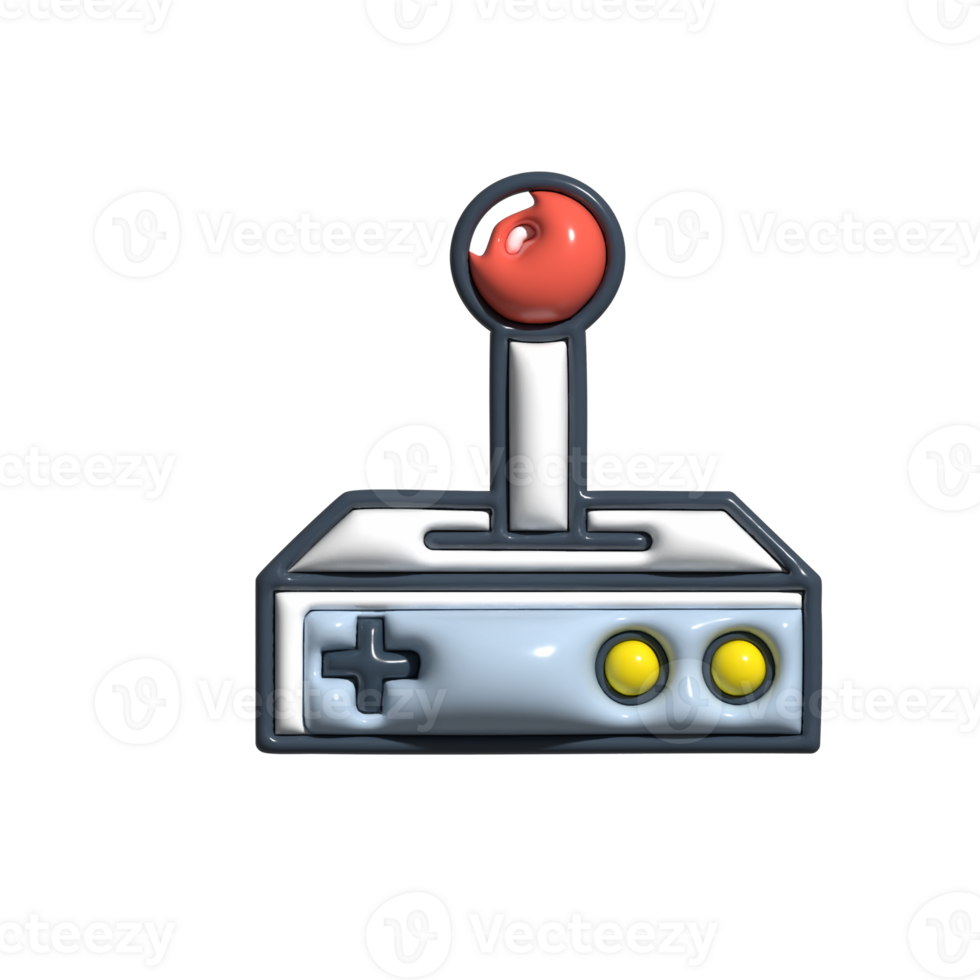 3D Cartoon Arcade Joystick Icon Classic Retro Gaming Controller png