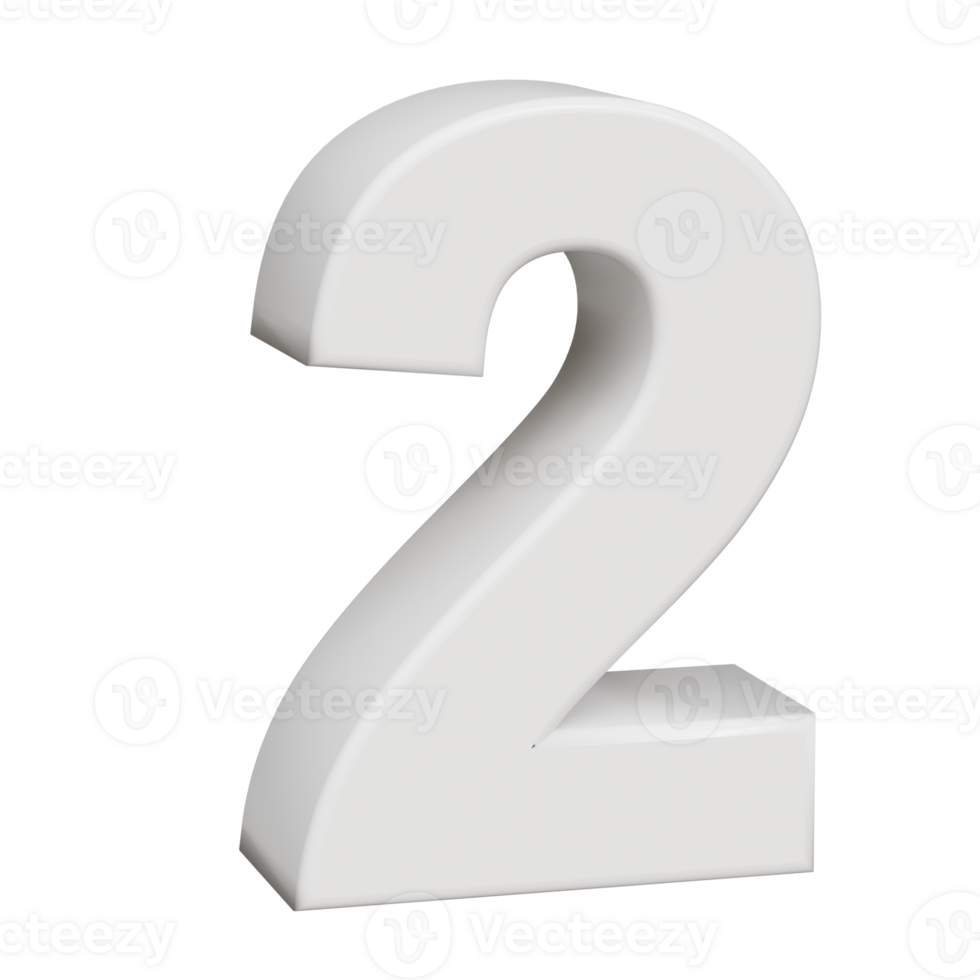 3D render neoblock alphabet number 2 png