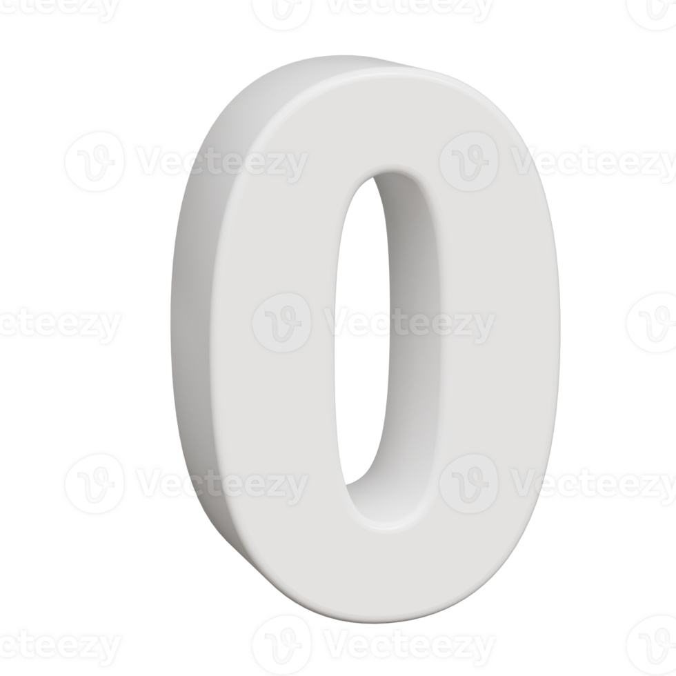3D render neoblock alphabet number 0 png