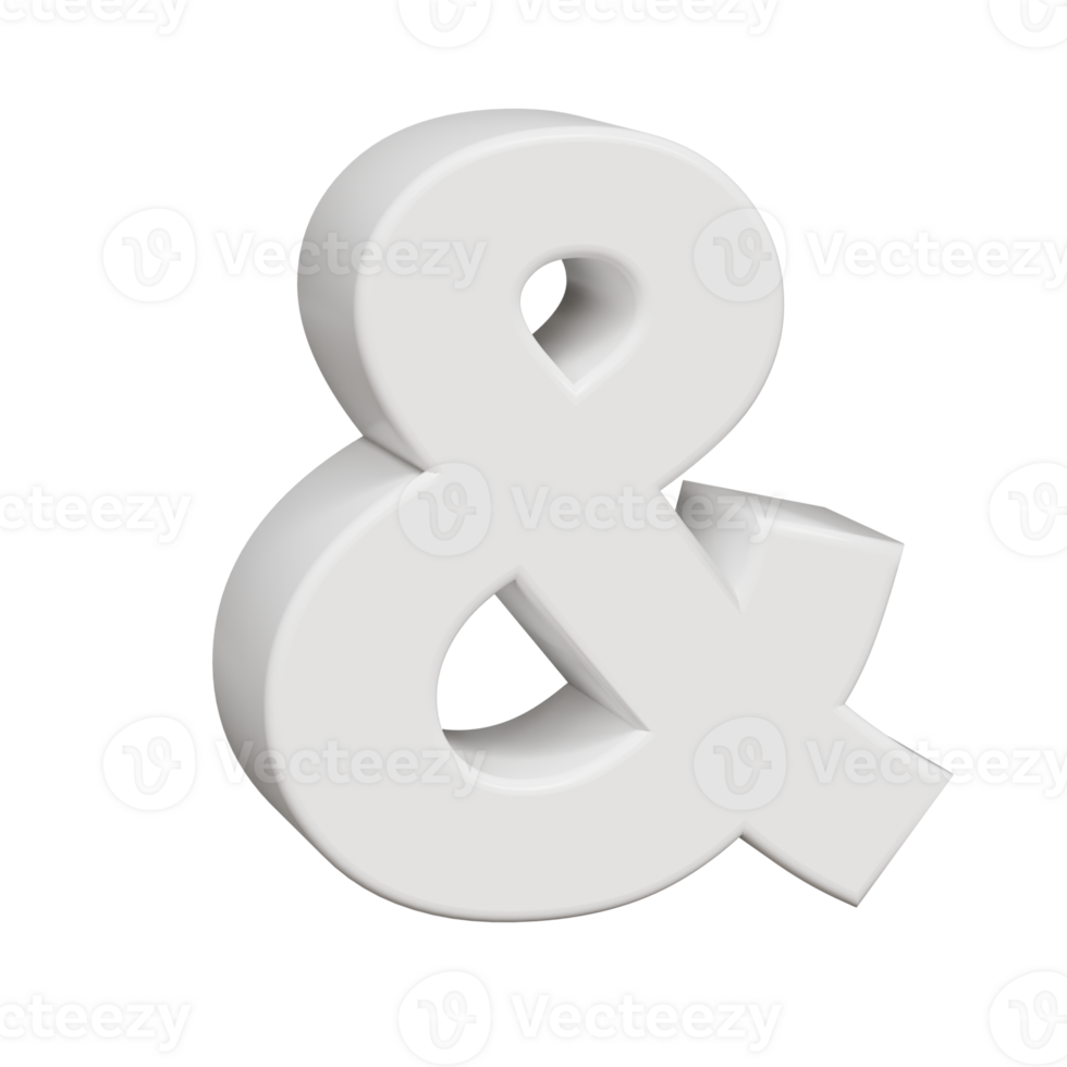 3D render neoblock alphabet ampersand icon png