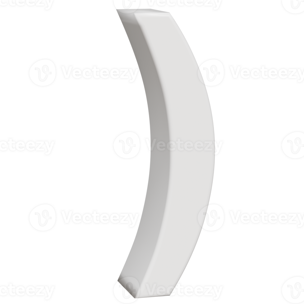 3D render neoblock alphabet close brackets png