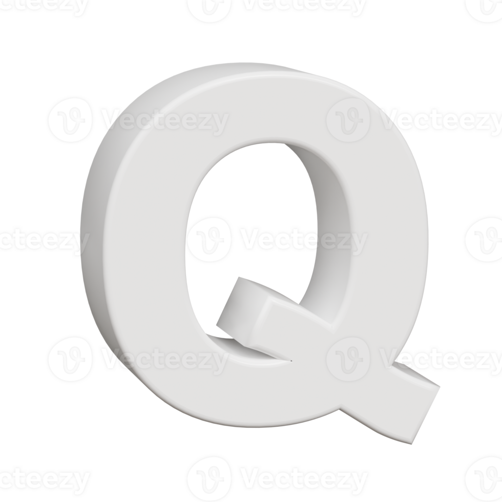 3D Render neoblack alphabet letter Q png