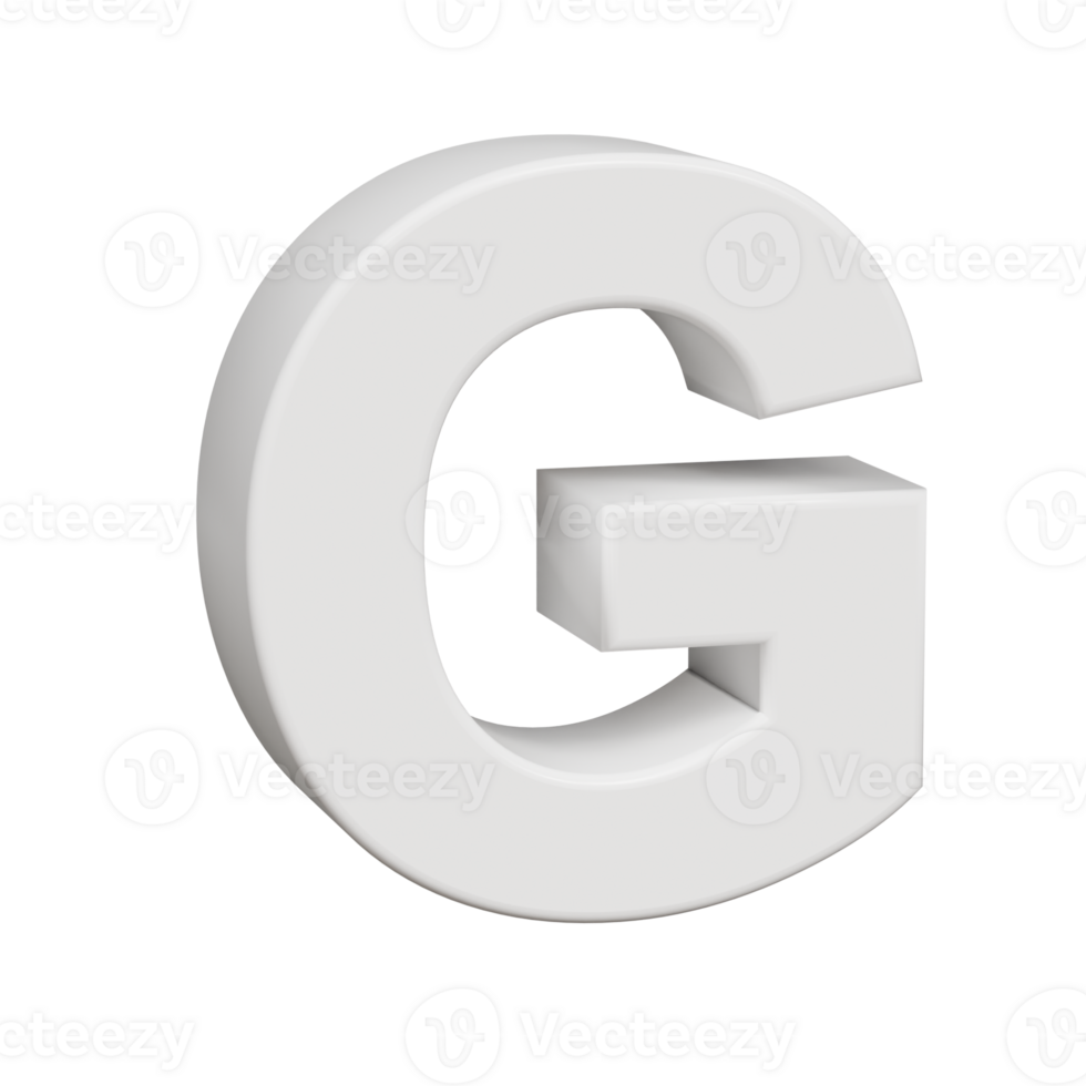 3D Render neoblack alphabet letter G png