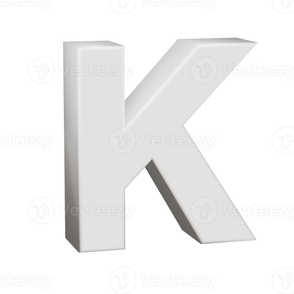 3D Render neoblack alphabet letter K png