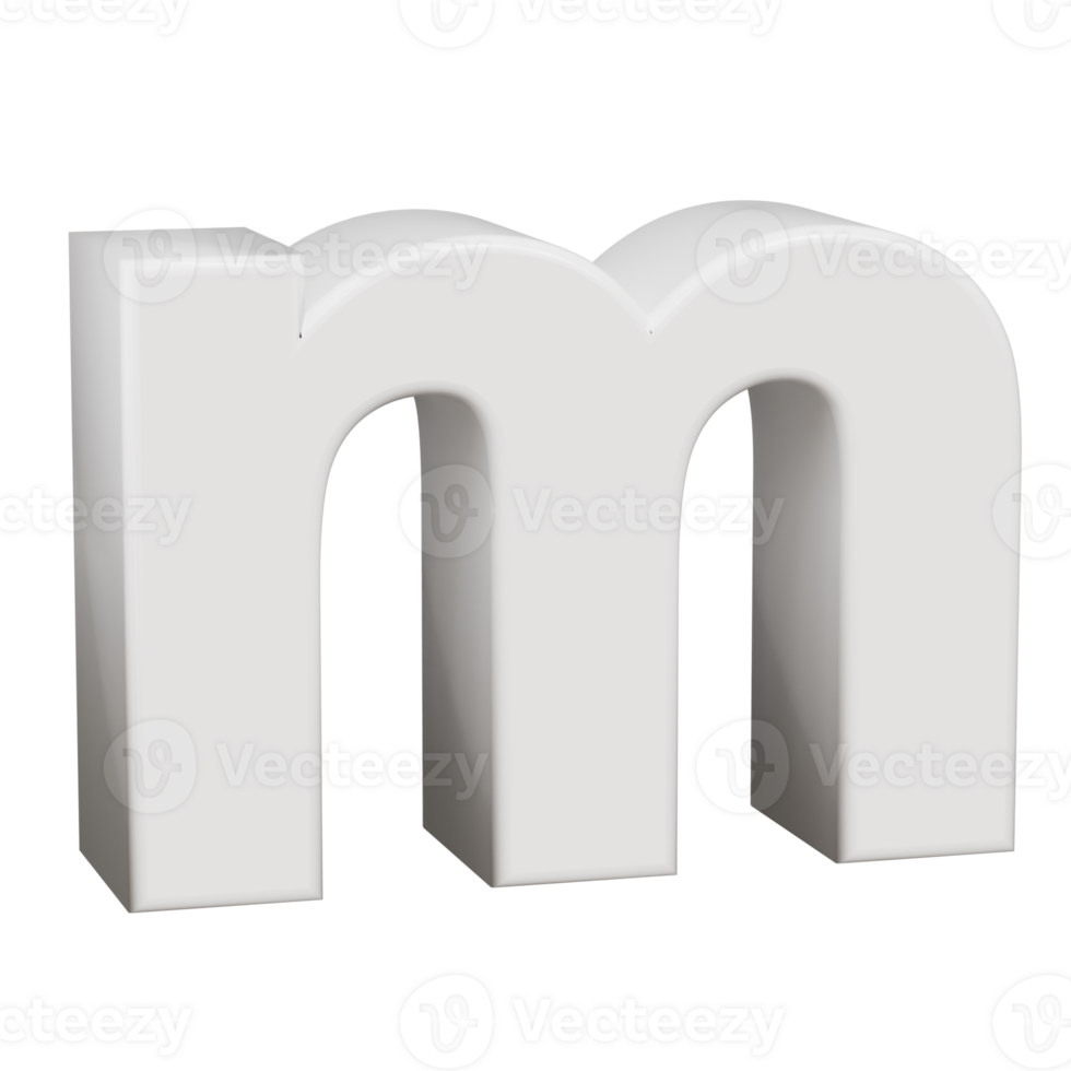 3D Render neoblack alphabet m png